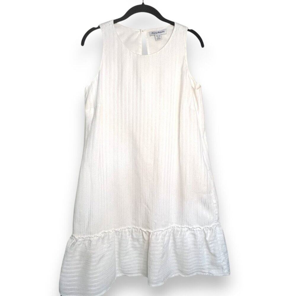 Tommy Bahama Women's Size XS Linen Blend Dress Sleeveless Ruffle Hem Metallic - Picture 5 of 13